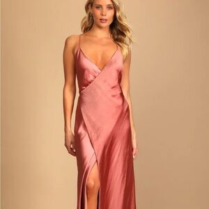 Pink Satin Wrap Dress Lulu’s - TAILORED for 5’4